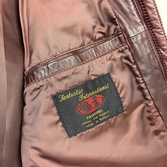 Vintage Fantastic International Leather Cargo Bomber Jacket Men L Aviator Cognac - Picture 14 of 16
